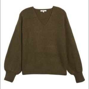 Madewell Thornton Balloon Sleeve V Neck Sweater